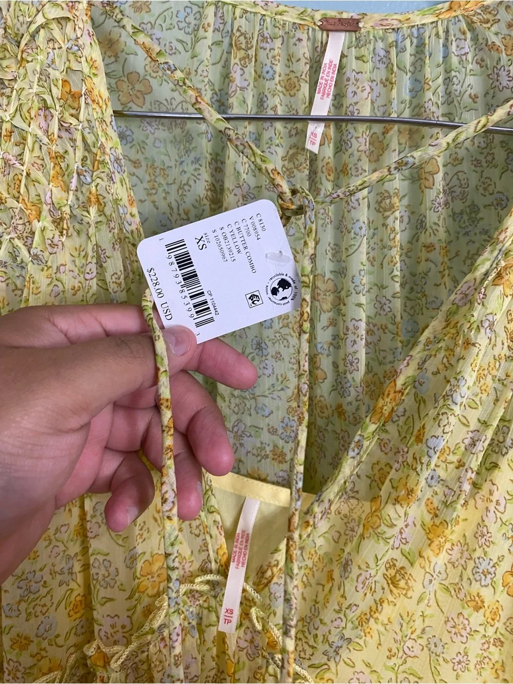 Free People Weeping Willows Maxi Dress Floral Sundress Yellow XS Oversized Flowy - Picture 3 of 4